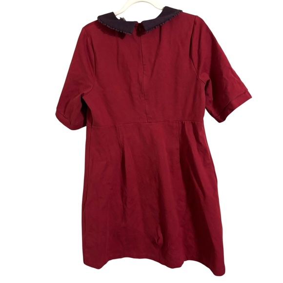 Boden Red Colette Peter Pan Collar Midi Dress Size 14 Regular FLAWED - Picture 6 of 9